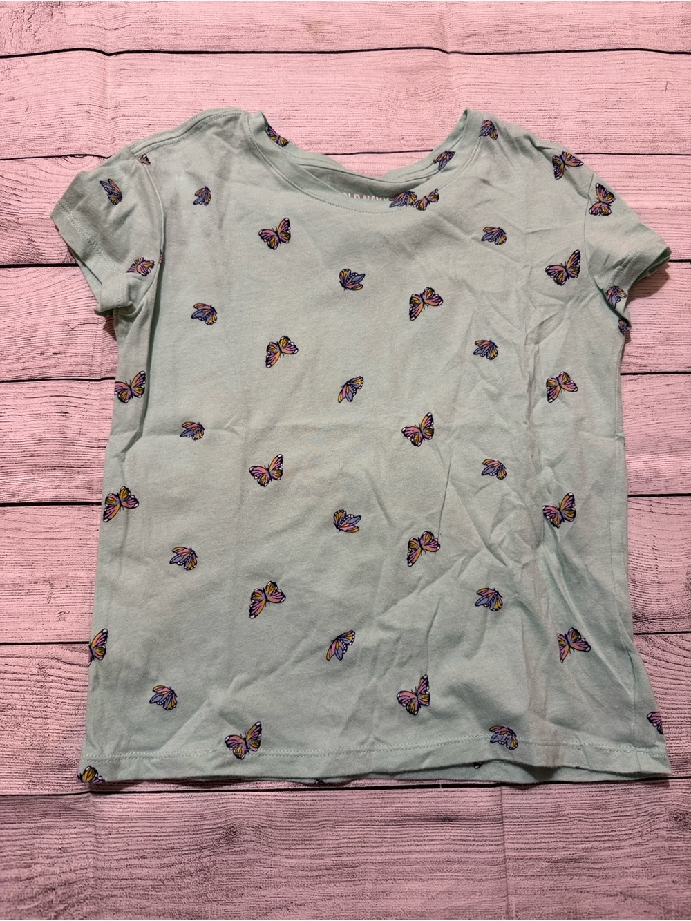 Old Navy Light Mint Butterfly Short Sleeve Shirt size Small